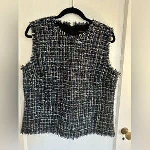 Ann Taylor Blue and White Tweed Shell Blouse